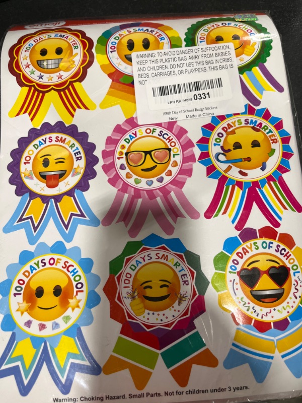 Photo 1 of 100th Day of School Stickers 270 Pcs Emoji 100 Days of School Badge Stickers Classroom Reward Sticker