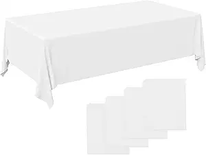 Photo 1 of C CRYSTAL LEMON Plastic Table Cloths for Parties Disposable - Pack of 4 Porcelain White Disposable Tablecloth – 54 x 108 Inch Beautiful Rectangle Tablecloth Ideal for Parties, NYE