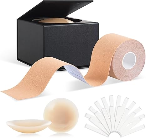 Photo 1 of Aperior Breast Lift Tape- Instant Boob Tape for Fashion with 20 Strips Double Sided Tape for Clothes & Reusable Nipple Cover 