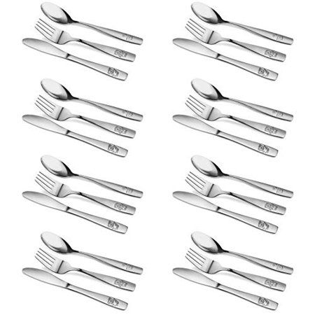 Photo 1 of 24 Piece Stainless Steel Kids Cutlery Child and Toddler Safe Flatware Kids Silverware Kids Utensil Set Includes 8 Knives 8 Forks 8 Spoons Total