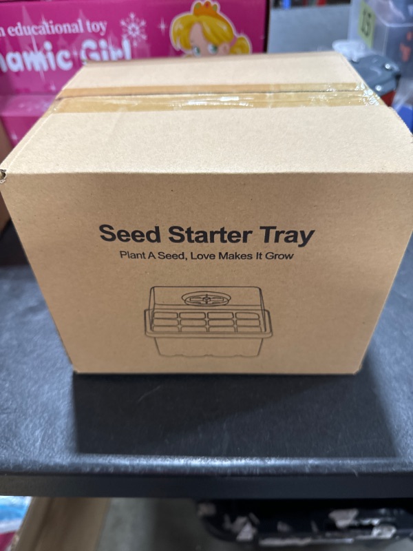Photo 1 of 12 Packs Seed Starter Tray with Dome (144 Cells Total Tray), Seed Starter Kit with 24pcs Labels Seeding Tool, Reusable Seed Starting Trays Kit Mini Greenhouse Plant Germination Tray (Green)
