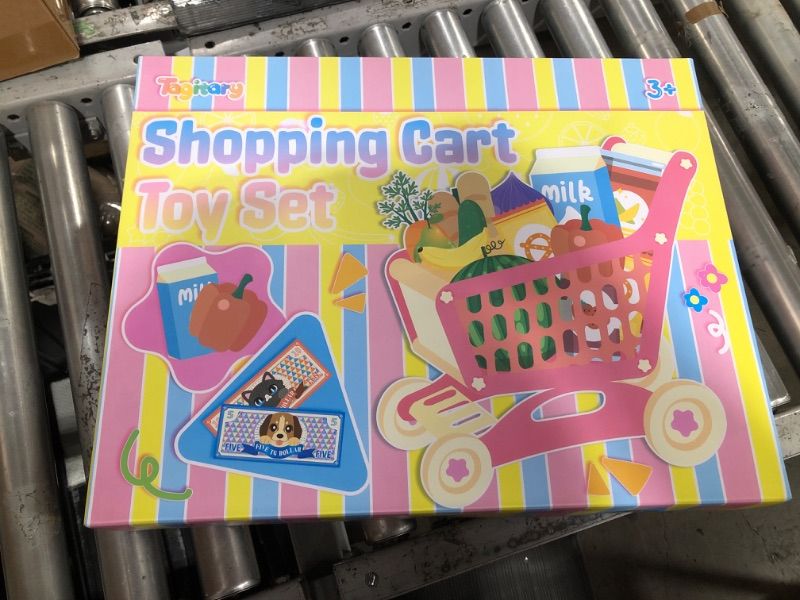 Photo 1 of Tagitary Shopping Cart Toy for Kids,82 PCS Toddlers Large Play Grocery Cart with Shopping Bag,Included Pretend Food Veggies,Play Money Cash and Coins,Educational Toys Play Kitchen Accessories for Kids Large Blue