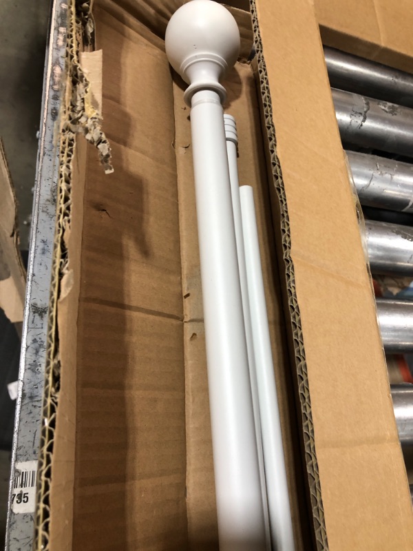 Photo 2 of 1" Classic Window Curtain Rod with Round & Barrel Finials Simple Double Telescoping Drapery Rod, 36-72", Matted White Matted White 36-72"