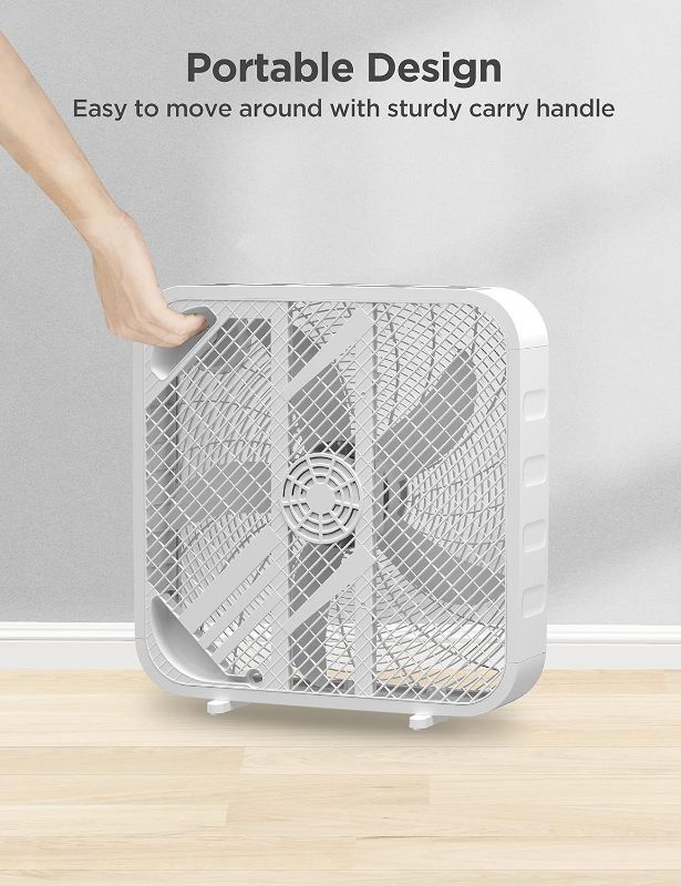 Photo 1 of 3-Speed Box Fan for Full-Force Circulation with Air Conditioner, White