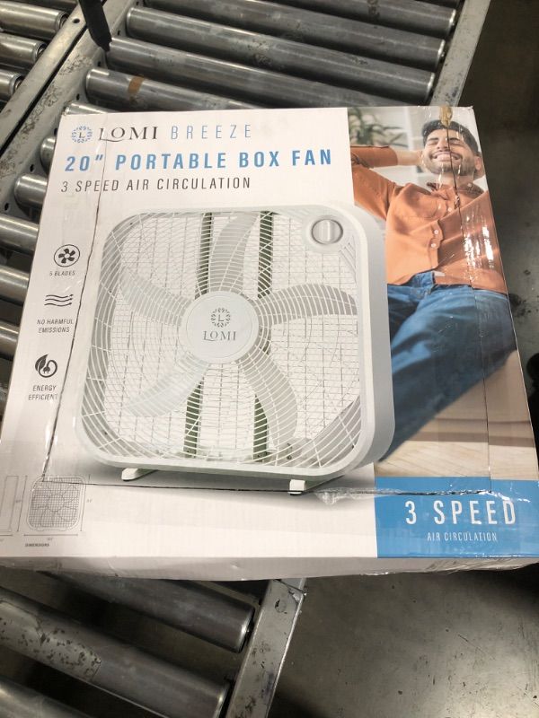 Photo 1 of 3-Speed Box Fan for Full-Force Circulation with Air Conditioner, White