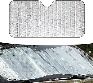 Photo 1 of 1 PC Car Front Windshield Cover, Foldable Sunscreen Cover, 51.18" x 23.62" Vehicle Heat Shield, Front Window Protector Cover, Universal for Most SUVs, Trucks, Vans, Cars (Silver)