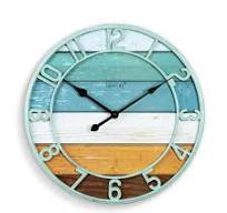 Photo 1 of 16 Inch Big Wall Clock, Wooden Multicolor Nautical Decoration Wall Clock, Blue Green Silent Living Room Decoration Wall Clock, Battery Powered Retro Wall Clock for Kitchen, Bedroom, Villa, School