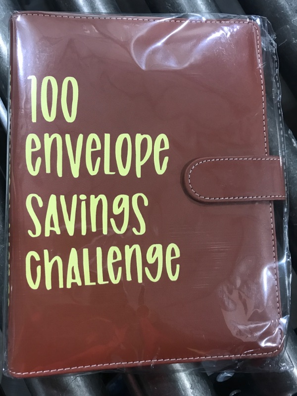Photo 1 of 100 Envelope Challenge Binder - Envelope Savings Challenge -Envelope Challenge Binder,Easy and Fun Way to Save $5,050,Budget Binder Planner Book for Budgeting,Savings Challenges Binder Brown