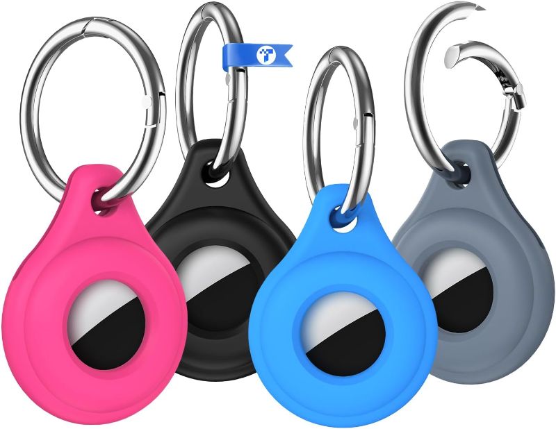 Photo 1 of 4 Pack AirTag Holder Compatible with Apple AirTag, AirTag Case with Keychain, Multi-Color Protective Silicone AirTag Accessories Tracker Cover for Kids, Keys, Pets Collar, Luggage
