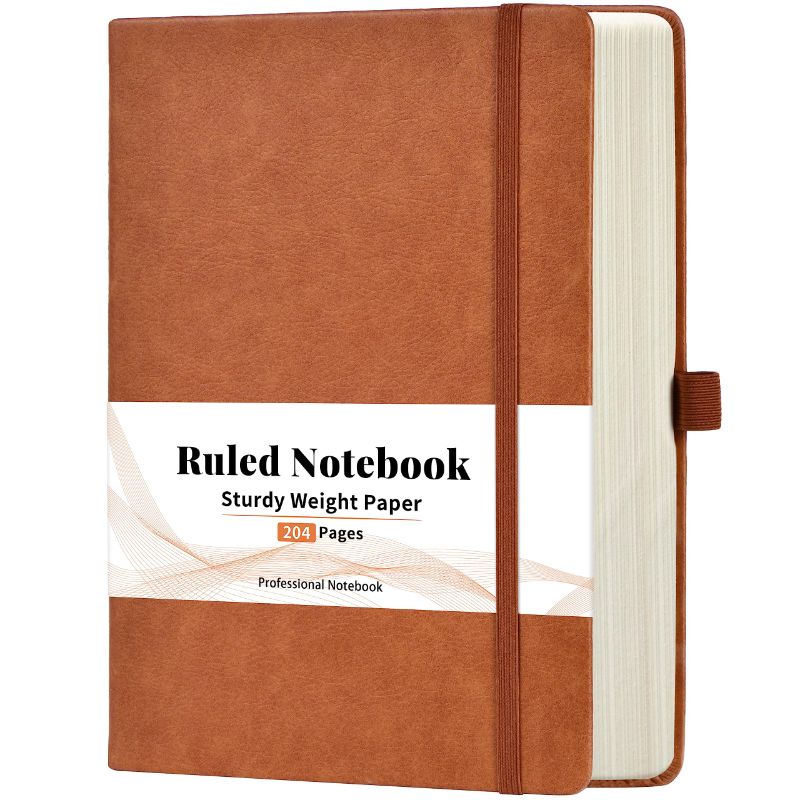 Photo 1 of Artfan Notebook – Journal, The Notebook with 204 Numbered Pages, 5.8" x 8.4", Journals for Writing with Thick Paper, Leather Journal with Inner Pocket, Page Dividers, Banded, Hardcover, Lined - Brown