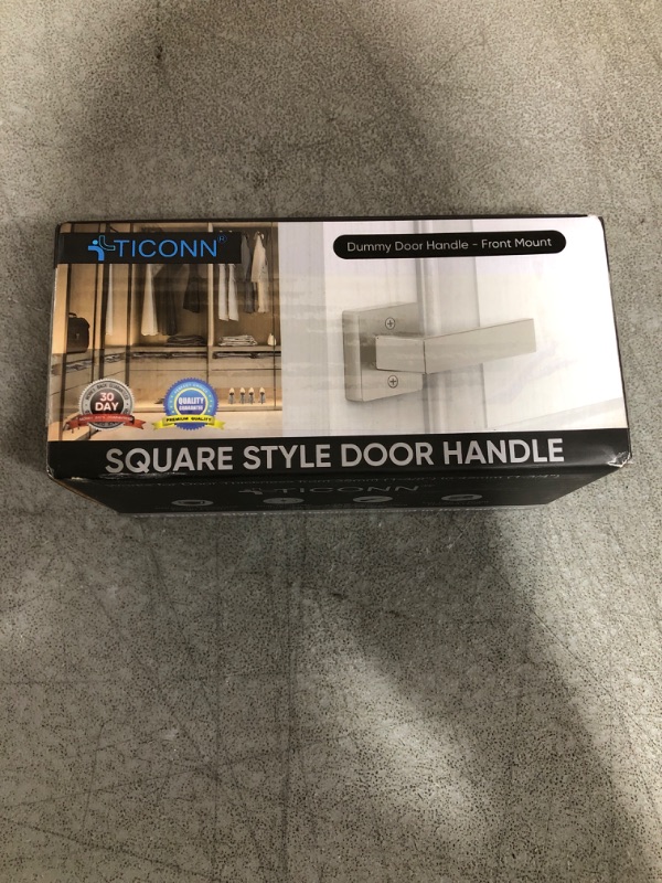 Photo 1 of TICONN Dummy Door Handle, Heavy Duty Reversible Square Dummy Door Lever for Indoor, Bedroom, Closet (1 Pack, Front Mount, Satin Nickel) 1 Pack Front Mount Satin Nickel