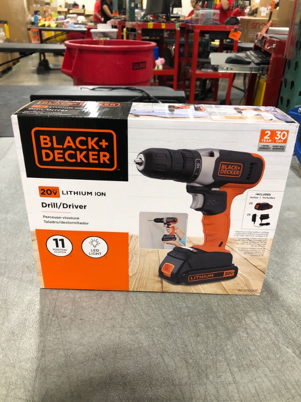 Photo 1 of Black & Decker BCD702C1AEV 20V Max Brushed Lithium-Ion Cordless Drill Driver Kit (1.5 Ah)