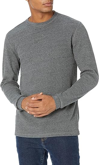 Photo 1 of Amazon Essentials Men's Slim-Fit Long-Sleeve Waffle Shirt X-LARGE GREY