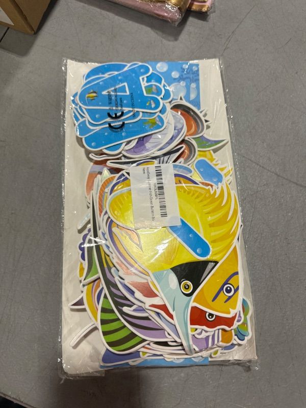 Photo 1 of 151Pcs Summer Fish Ocean Bulletin Board Cutouts Border Set Fish All Summer Classroom Decoration Ocean Sea Fish Coral Seaweed Jellyfish Cutouts for School Teacher Student Chalkboard Wall Decor