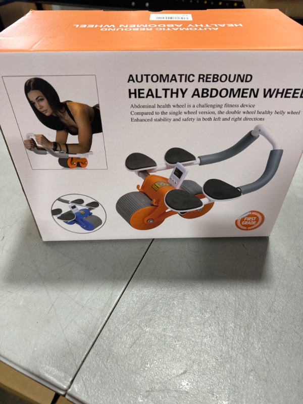 Photo 2 of Ab Roller Wheel - Ab Roller with Elbow Support, Automatic Rebound Abdominal Wheel with 4 Elbow Supports, Timer and Knee Pad, Plank Exercise Roller for Abdominal & Core Strength Training Orange