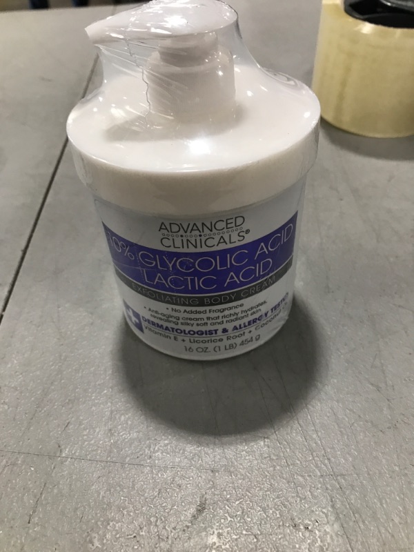 Photo 2 of Advanced Clinicals 10% Glycolic Acid + Lactic Acid Body Lotion Skin Care Moisturizer | AHA Exfoliating KP Bump Eraser Body Cream For Rough & Bumpy Skin | Keratosis Pilaris | No Added Fragrance, 16Oz 1 Pound (Pack of 1) 10% Glycolic Acid + Lactic Acid Body