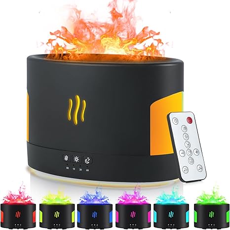 Photo 1 of 450ML Flame Diffuser-Volcano Diffuser-with Remote Control, Bluetooth Speaker & White Noise Function, Flame humidifier fire Diffuser for Bedroom Home Office Yoga Gym