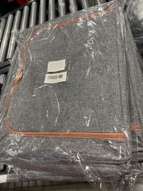 Photo 1 of 2 Pack 66L Foldable Clothes Storage Bins Box Stackable Metal Frame Closet Organizer with Clear Windows Carry Handles Linen Fabric Containers Bags for Beddings/Quilt 66L 19.69*15.75*12.99 inches Grey