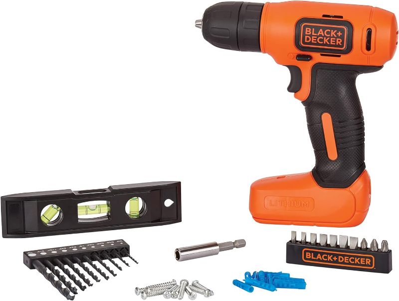 Photo 1 of BLACK+DECKER 8V MAX* Cordless Drill + 43 pc. Home Decor Project Kit (BDCD8HDPK)
