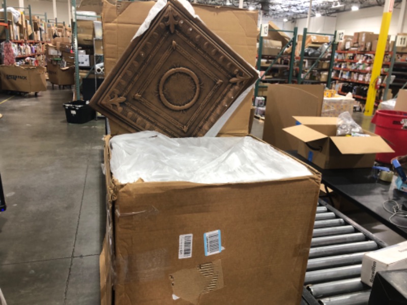 Photo 1 of A La Maison Ceilings R47 Romanesque Wreath Foam Glue-up Ceiling Tile (256 sq. ft./Case), Pack of 96, Antique Bronze Pack of 96 Antique Bronze