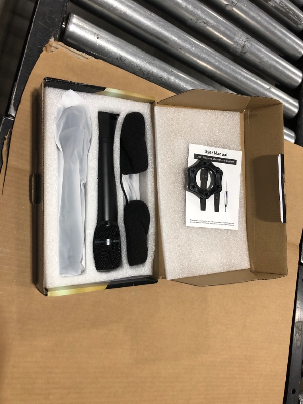 Photo 1 of Wireless Microphones, UHF Metal Rechargeable Wireless Microphone, Rechargeable Receiver, 1/4 "Output with 1/8" Output, Suitable for Karaoke Singing, Speeches, Churches,Meetings, Weddings, 240 Ft. Black