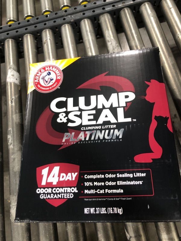 Photo 2 of ARM & HAMMER Clump & Seal Platinum Multi-Cat Complete Odor Sealing Clumping Cat Litter with 14 Days of Odor Control, 37 lbs