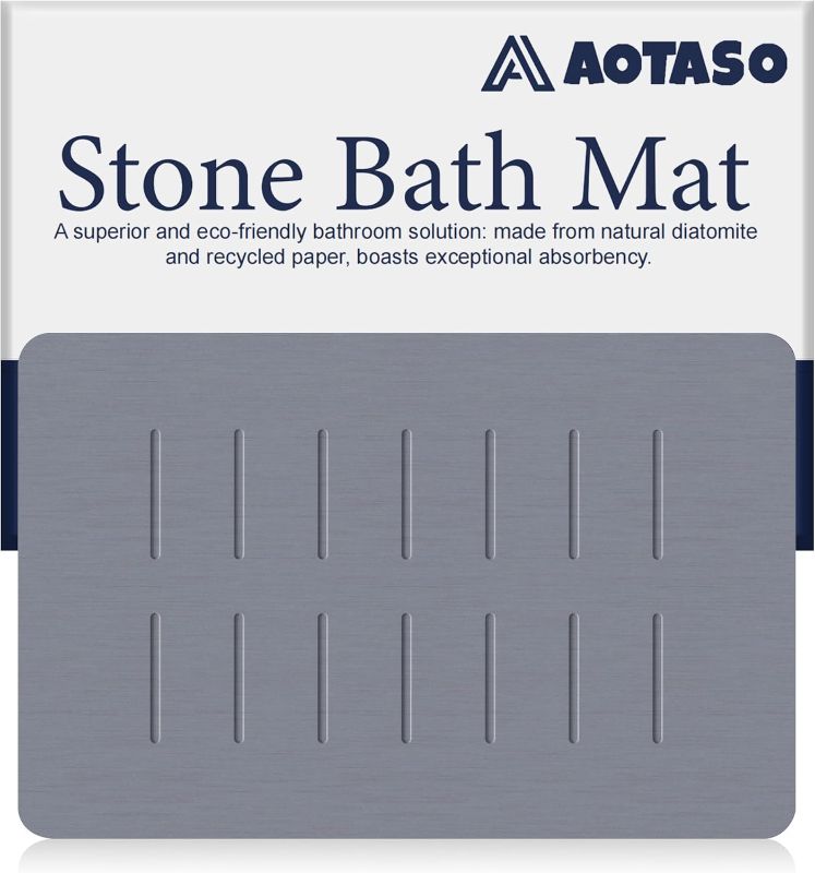 Photo 1 of AOTASO Stone Bath Mats for Bathroom Large Diatomaceous Earth Shower Mat Non Slip Stone Bathroom Mat Quick Dry (15.4 x 23.6 inch, Light Grey)