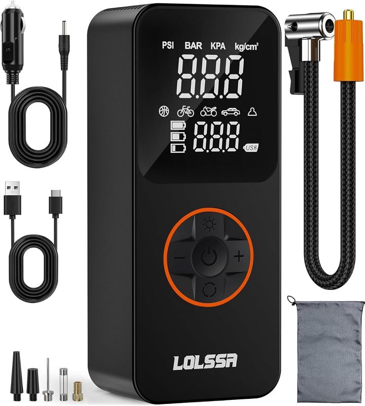 Photo 1 of Tire Inflator Portable Air Compressor-Air Pump 20000mAh & 150PSI Cordless Electric for Car, Motorcycle, Bike, Ball, with Tire Gauge Pressure, Dual-Use Type (Black)
