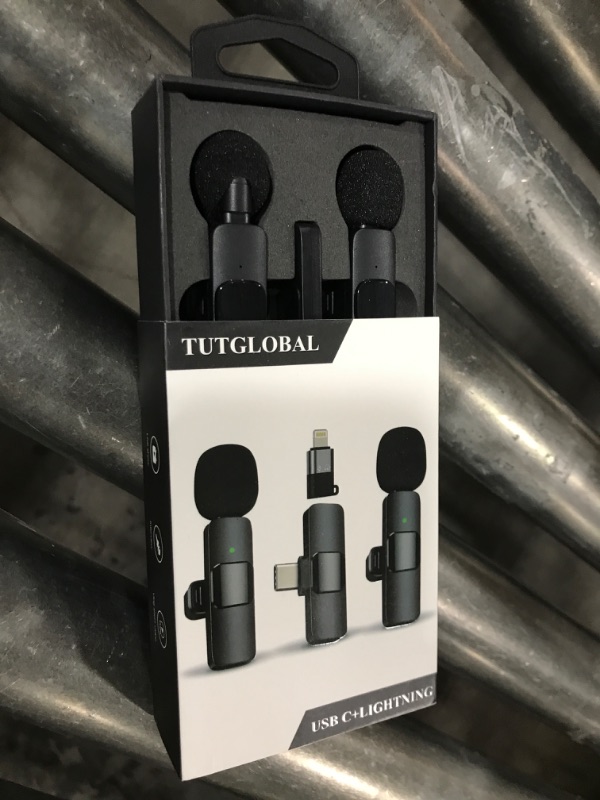 Photo 1 of USB Type-C&Lightning Mini Wireless Lavalier Microphone for iPhone iPad Android iPhone 15 Pro Max Galaxy,2 Pack Lapel Microphones,AutoConnect Noise Cancelling Mic for Podcast/Record/etc 2 in 1 Black