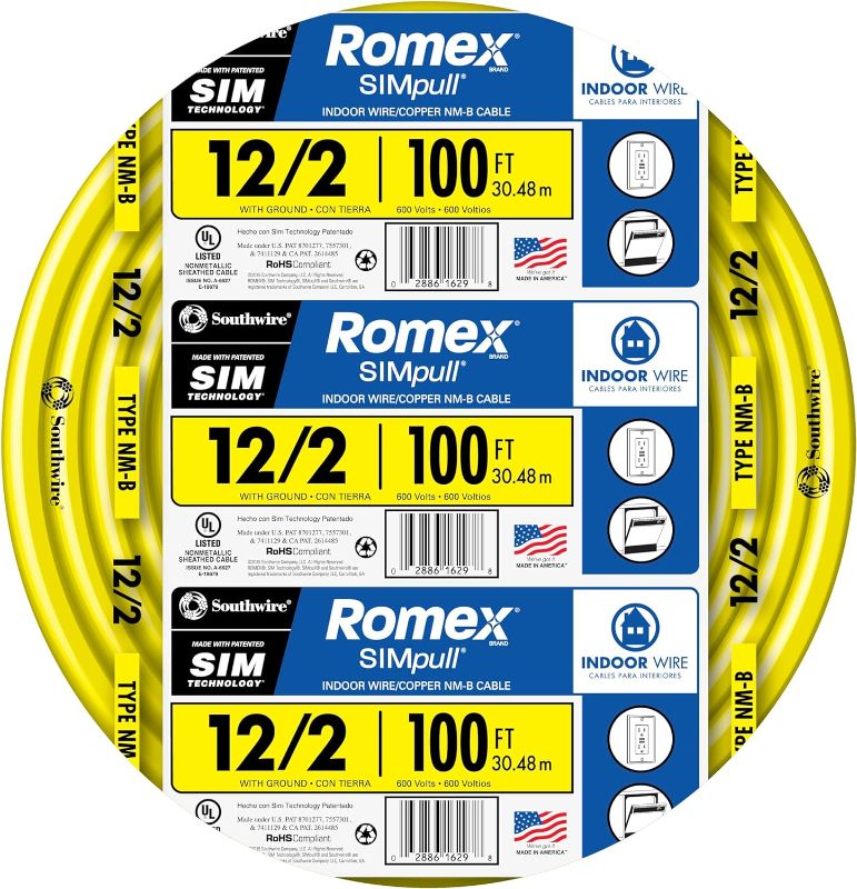 Photo 1 of Southwire Romex Brand Simpull Solid Indoor 12/2 W/G NMB Cable 100ft coil - SW# 28828228
