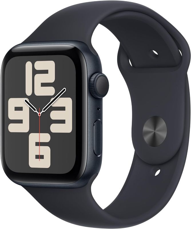 Photo 1 of Apple Watch SE (2nd Gen) [GPS 44mm] Smartwatch with Midnight Aluminum Case with Midnight Sport Band M/L. Fitness & Sleep Tracker, Crash Detection, Heart Rate Monitor
