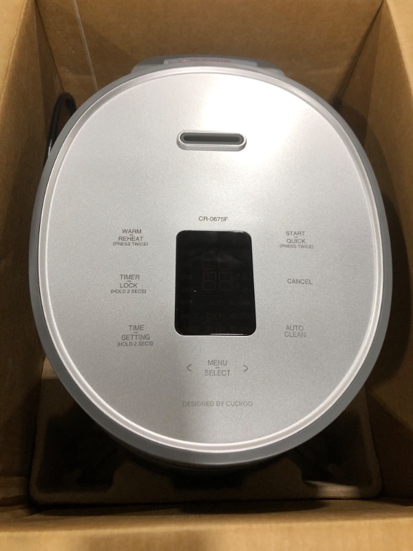 Photo 1 of CUCKOO CR-0675FG 6-Cup (Uncooked) / 12-Cup (Cooked) Micom Rice Cooker with Nonstick Inner Pot, 13 Menu Modes, LCD Display, Fuzzy Logic Tech, Auto Clean (Gray) GRAY 6 CUP