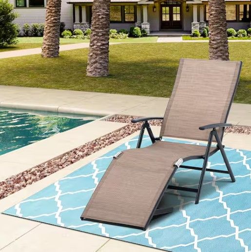 Photo 1 of 1-Piece Adjustable Aluminum Outdoor Chaise Lounge in Espresso
