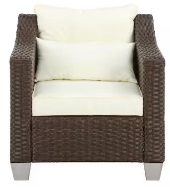 Photo 1 of  Wicker Patio Conversation CHAIR with Beige Cushions
