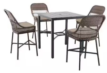 Photo 1 of Beacon Park Brown Wicker Outdoor Patio High Dining TABLE