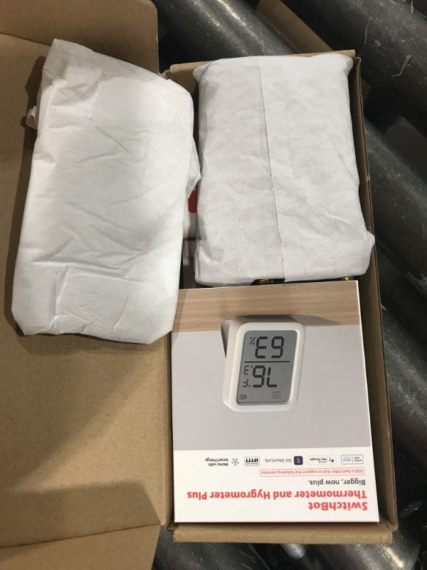 Photo 1 of SwitchBot WiFi Thermometer Hygrometer Plus 2 Pack, Wireless Digital Indoor Temperature Gauge Humidity Monitor with App Alerts, for Home, Greenhouse, Basement and Pets, (Supports 2.4G WiFi) SwitchBot Meter Plus 2 pack, Hub mini 1Pack