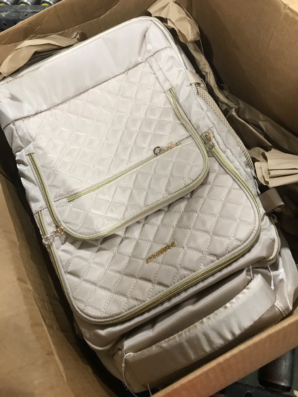 Photo 1 of BAGSMART Rolling Backpack for Women, Travel Carry on Backpack with Wheels for Adults, 17 Inch Large Roller Backpack, Wheeled Backpack with Two Packing Cube, Champagne
