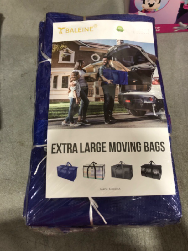 Photo 2 of BALEINE 2-Pack Oversized Moving Bags with Reinforced Handles, Heavy-Duty Storage Tote Moving Supplies for Packaging, Camping (Blue w/Window, 2-Pack) 2-Pack Blue