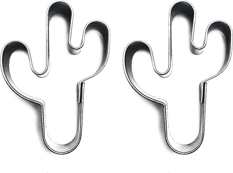 Photo 1 of (2 Pack) Cactus Shape Cookie Cutters Stainless Steel Fondant Molds Cutters (2" wide x 2.75" tall) Southwest Party
