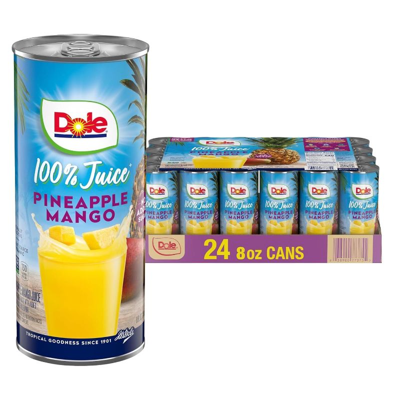 Photo 1 of (24 Pack) Dole 100% Pineapple Mango Fruit Juice with Vitamin C, Non GMO, 8 Fl Oz
