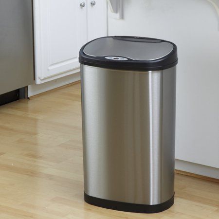 Photo 1 of  13.2 Gal. Hands-Free Infrared Motion Sensor Trash Can/Stainless Steel Trash Cab 