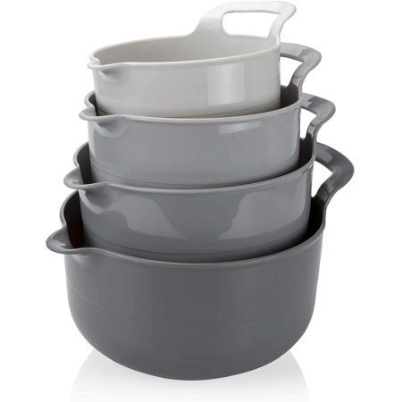 Photo 1 of  Cook with Color Mixing Bowls - 4 Piece Nesting Plastic Mixing Bowl Set with Pour Spouts and Handles 