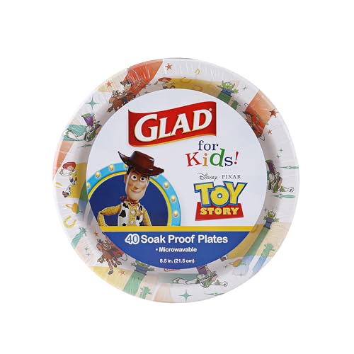 Photo 1 of  Glad for Kids Disney Pixar Toy Story 8.5” Paper Plates | Disney Pixar Paper Plates, Kids Snack Plates | Kid-Friendly Paper Plates for Everyday Use, 40 PACK