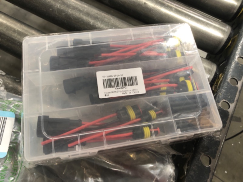 Photo 2 of  10 Kit 16 AWG 2 Pin Connector Car Waterproof Wire Connectors 2 Pin Automotive Electrical Connectors Quick Disconnect 2 Way Wire Terminal Connector Plug and Heat Shrink Tubing Kit 