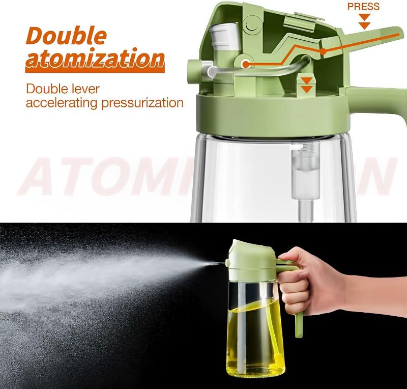 Photo 1 of  Oil Dispenser for Kitchen, 2 in 1 Oil Dispenser and Oil Sprayer, 16.5oz/470ML Oil Dispenser Bottle Spray and Pour with Brush for Air Fryer, Kitchen, Salad, Frying, BBQ 