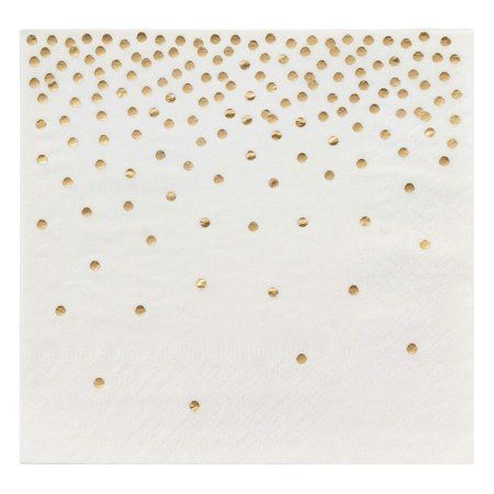 Photo 1 of  100 Pack Disposable White and Gold Paper Cocktail Napkins for Wedding Reception Polka Dot Party Supplies (5 X 5 in) 