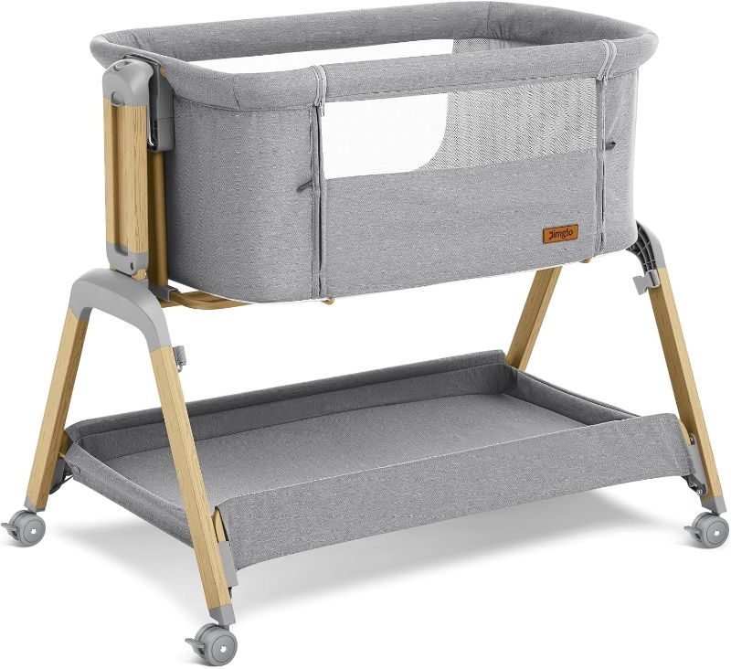 Photo 1 of 3 in 1 Baby Bassinet, Rocking Bassinets with Comfy Mattress and Wheels, Adjustable Height Bassinet Bedside Sleeper, Easy Folding Portable Crib for Newborn (Grey)
