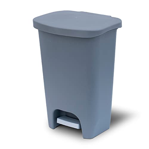 Photo 1 of  13 Gal. Gray Step-on Plastic Trash Can with Clorox Odor Protection of the Lid 