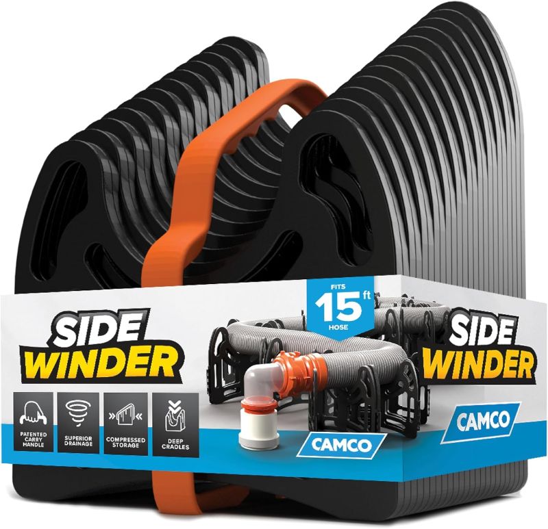 Photo 1 of  Camco Sidewinder RV Sewer Hose Support - Flexible Telescoping Design for Avoiding Obstacles & Deep Cradles Secure RV Sewer Hose - Out-of-the-Box Ready & Folds for RV Storage (43043) 