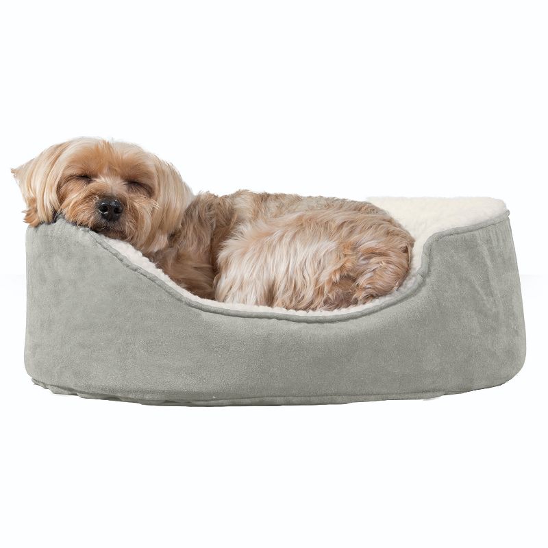 Photo 1 of  FurHaven Pet Products Faux Sheepskin & Suede Oval Pet Bed for Dogs & Cats - Clay Small 